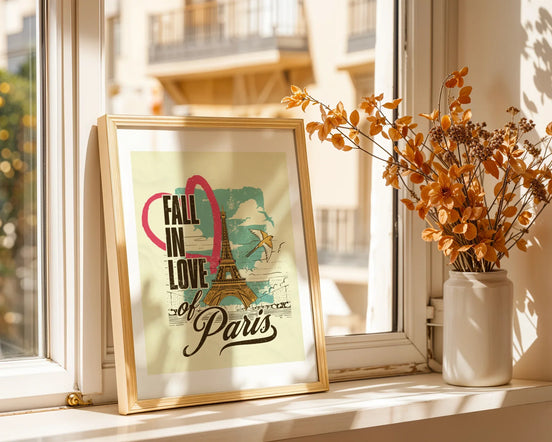 Affiche Fall in Love of Paris, art vintage, décoration Parisienne - Roaring 20s Paris