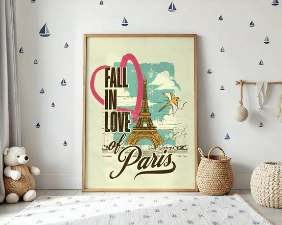 Affiche Fall in Love of Paris, art vintage, décoration Parisienne - Roaring 20s Paris