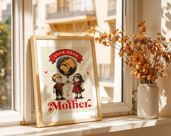 Affiche Love Your Mother, art rétro famille, décoration maman, cadeau - Roaring 20s Paris