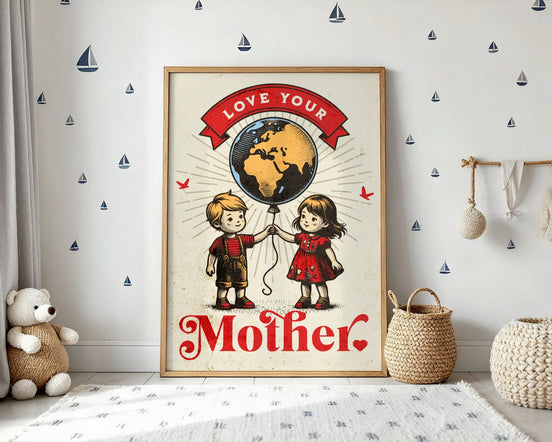 Affiche Love Your Mother, art rétro famille, décoration maman, cadeau - Roaring 20s Paris