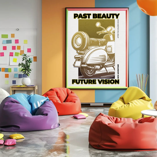 Affiche Past Beauty, Future Vision, art vintage moto, mobilier déco - Roaring 20s Paris