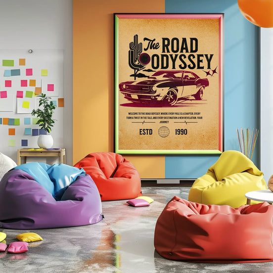 Affiche Road Odyssey, art vintage voiture, poster voyage en voiture - Roaring 20s Paris
