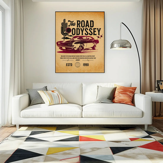Affiche Road Odyssey, art vintage voiture, poster voyage en voiture - Roaring 20s Paris