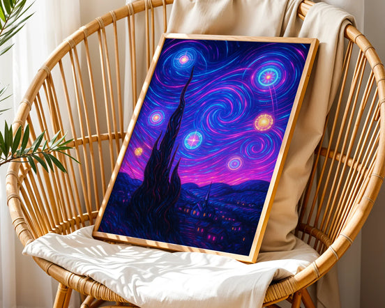 Affiche ancienne ciel cyberpunk nuit, poster art mural étoilé, cadeau - Roaring 20s Paris