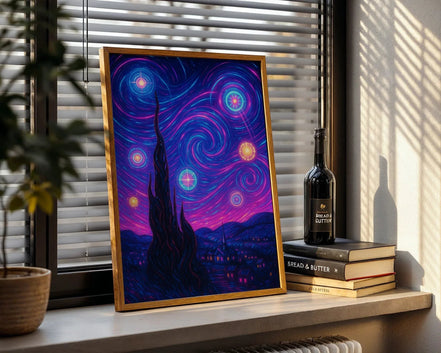 Affiche ancienne ciel cyberpunk nuit, poster art mural étoilé, cadeau - Roaring 20s Paris