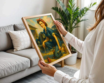 Affiche ancienne mécanicienne garage, poster art mural femme - Roaring 20s Paris