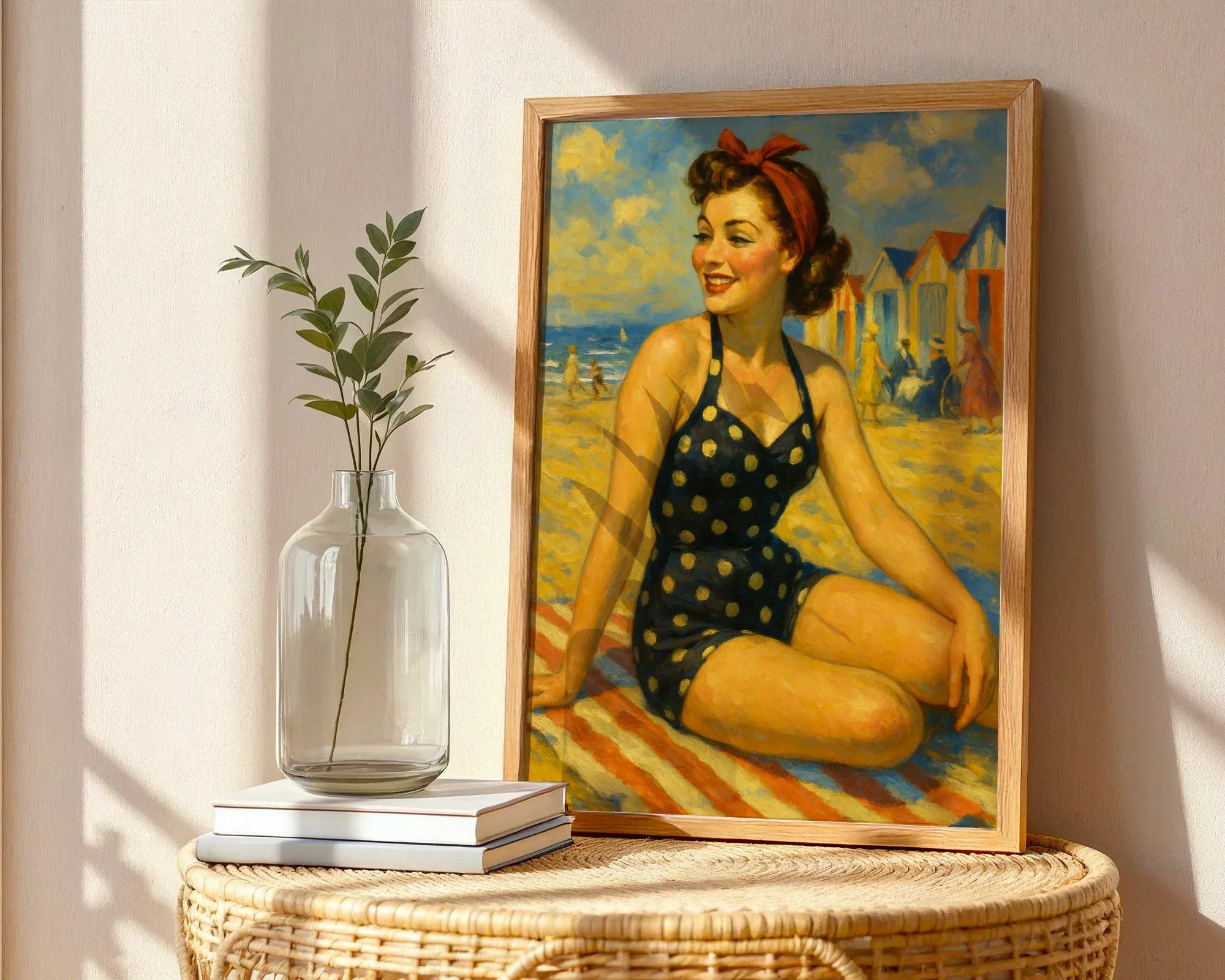 Affiche ancienne pinup vintage plage, poster mural, décoration vintage - Roaring 20s Paris