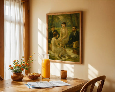 Affiche ancienne pique-nique années 1920, poster art mural vintage - Roaring 20s Paris