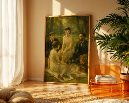 Affiche ancienne pique-nique années 1920, poster art mural vintage - Roaring 20s Paris