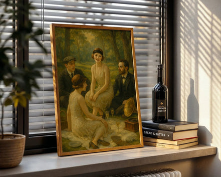 Affiche ancienne pique-nique années 1920, poster art mural vintage - Roaring 20s Paris