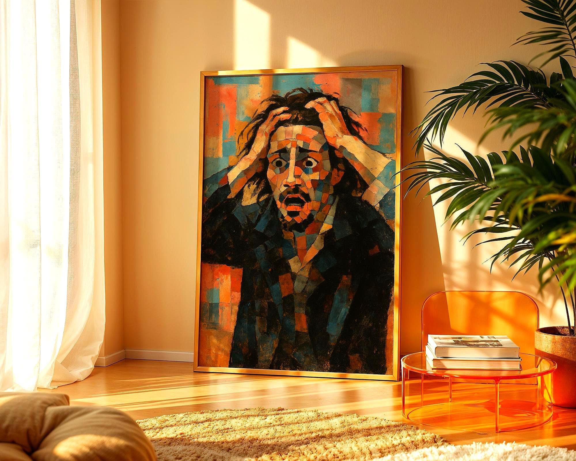 Affiche cubiste Désespéré – peinture art moderne mural, déco vintage 1920 - Roaring 20s Paris