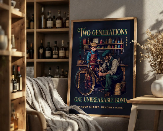 Affiche Two Generations, art vintage famille, poster rétro générations k1qbj8-tb.myshopify.com affiche rétro père et fils, affiche vintage père, affiche vintage transmission, affiche vintage travail père, art familial rétro, art rétro père et enfant, art rétro travail manuel, art vintage famille, cadeau rétro famille, décoration rétro père et fils, poster rétro famille, poster rétro génération, poster rétro génération d'art