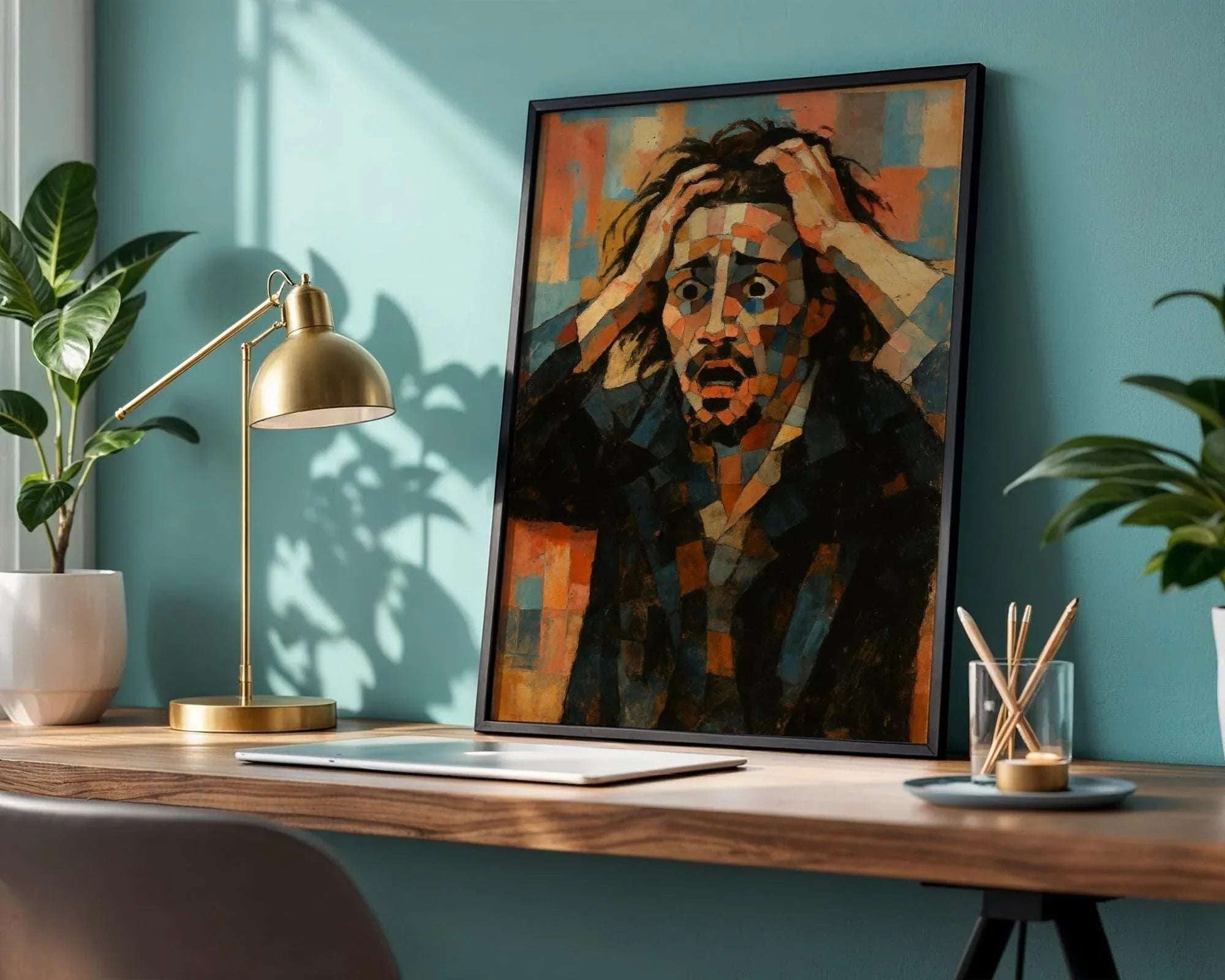 Affiche cubiste Désespéré – peinture art moderne mural, déco vintage 1920 k1qbj8-tb.myshopify.com affiche ancien gustave courbet, affiche cubiste Désespéré art, affiche moderne émotion cubist, digital poster cubiste rétro, décoration murale imprimable, exhibition wall art émotion, expression peinture visage, impression peinture dart mural, peinture originale française, portrait homme angoissé poster, poster art mural expression, poster histoire affiche modern