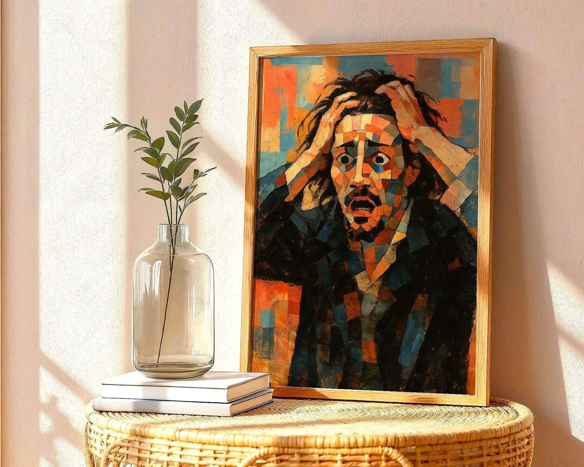 Affiche cubiste Désespéré – peinture art moderne mural, déco vintage 1920 k1qbj8-tb.myshopify.com affiche ancien gustave courbet, affiche cubiste Désespéré art, affiche moderne émotion cubist, digital poster cubiste rétro, décoration murale imprimable, exhibition wall art émotion, expression peinture visage, impression peinture dart mural, peinture originale française, portrait homme angoissé poster, poster art mural expression, poster histoire affiche modern
