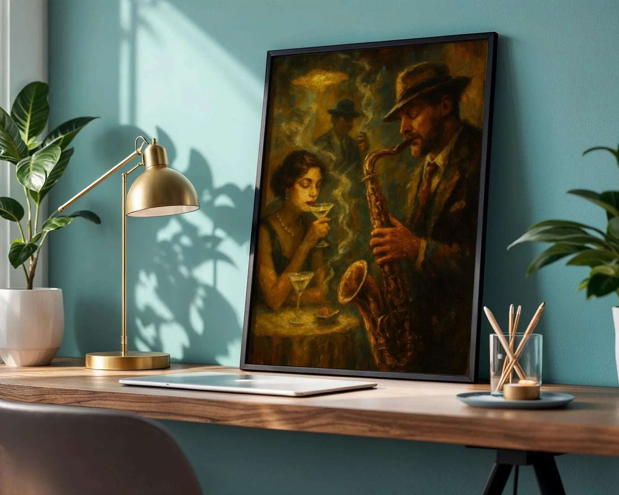 Affiche jazz vintage 1920 – saxophoniste martini, ambiance cabaret k1qbj8-tb.myshopify.com affiche cocktail bar speakeasy, affiche jazz vintage an 1920, affiche soirée jazz tamisée, art mural bar fumeur rétro, club années 20 décoration art, décoration murale jazz rétro, illustration saxophone rétro, impression murale bar élégant, peinture art femme martini, peinture jazz romantique rétro, poster ambiance musicale bar, poster rétro art style Gatsby, tableau jazz art années 20