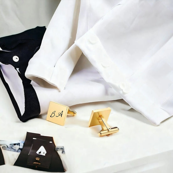 Boutons de manchette personnalisés or E – élégants pour chemise homme - Roaring 20s Paris