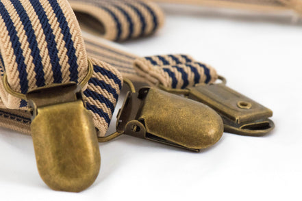 Bretelles Blue Gatsby – élastiques ajustables pour costume mariage - Roaring 20s Paris