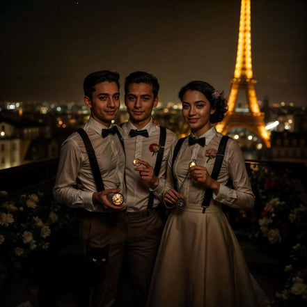 Bretelles Blue Gatsby – élastiques ajustables pour costume mariage - Roaring 20s Paris