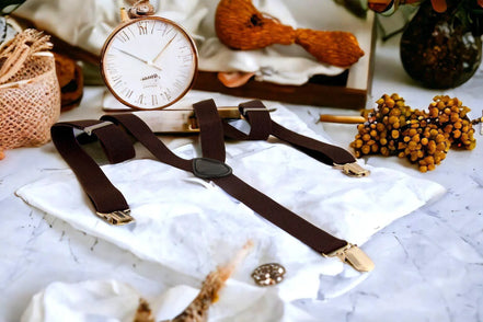 Bretelles Brown Shelby – accessoire rétro chic pour mariage bohème - Roaring 20s Paris