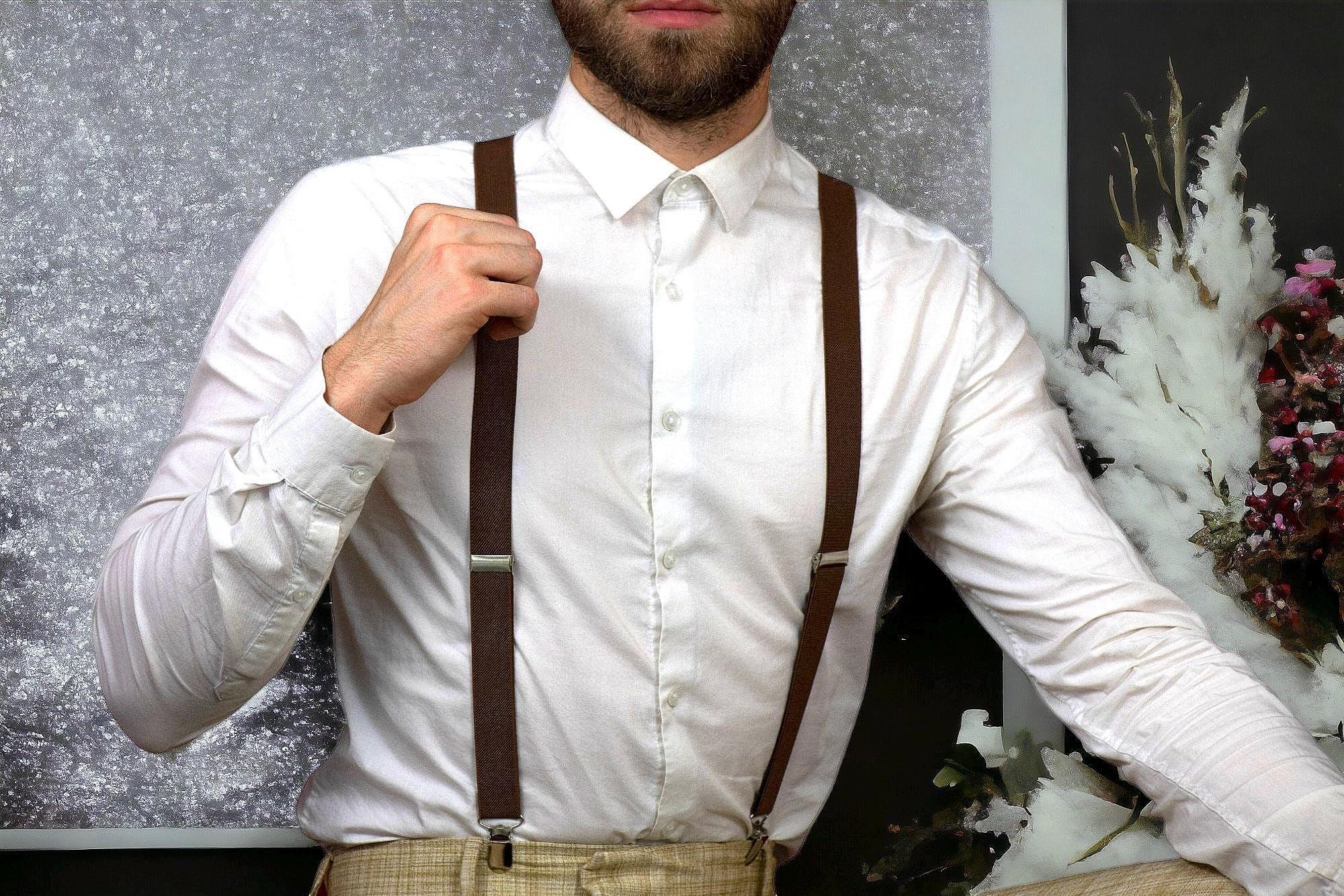 Bretelles Brown Shelby – accessoire rétro chic pour mariage bohème - Roaring 20s Paris