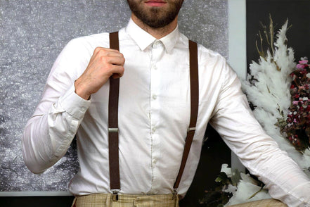 Bretelles Brown Shelby – accessoire rétro chic pour mariage bohème - Roaring 20s Paris