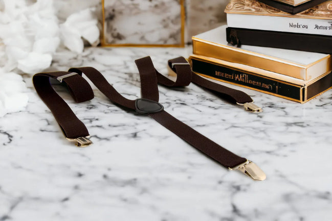 Bretelles Brown Shelby – accessoire rétro chic pour mariage bohème - Roaring 20s Paris