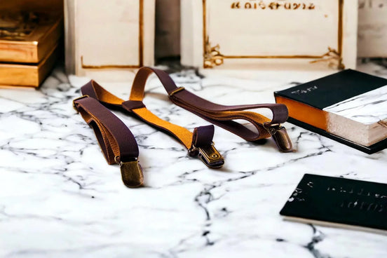 Bretelles cuir B.Gatsby – style vintage pour costume mariage chic - Roaring 20s Paris