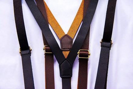 Bretelles cuir B.Gatsby – style vintage pour costume mariage chic - Roaring 20s Paris