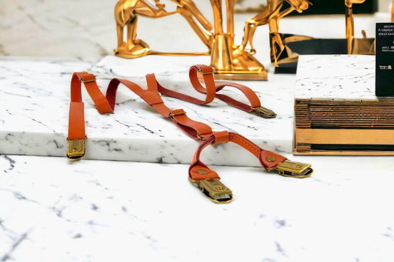 Bretelles cuir Michael Shelby – style vintage pour costume mariage - Roaring 20s Paris