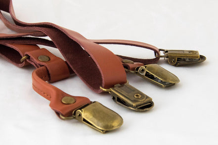 Bretelles cuir Michael Shelby – style vintage pour costume mariage - Roaring 20s Paris