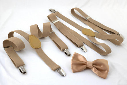 Bretelles et nœud papillon Beige Shelby – kit enfant et adulte vintage - Roaring 20s Paris