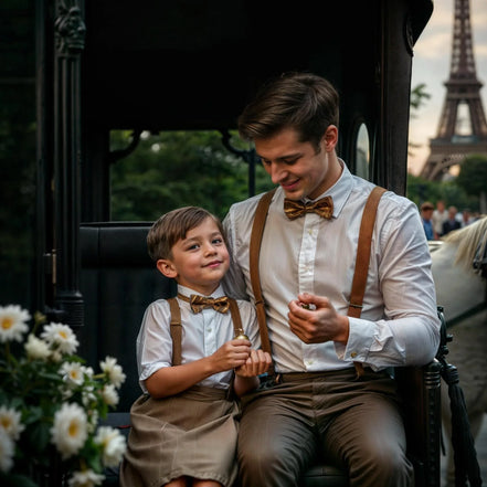 Bretelles et nœud papillon Beige Shelby – kit enfant et adulte vintage - Roaring 20s Paris