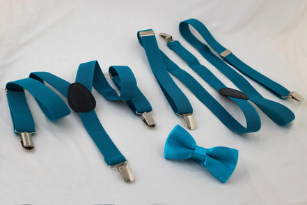 Bretelles et nœud papillon Turquoise Shelby – kit enfant et adulte - Roaring 20s Paris