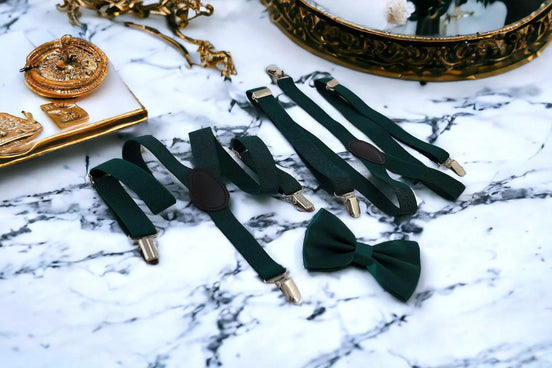 Bretelles et nœud papillon vert Shelby – kit enfant et adulte - Roaring 20s Paris