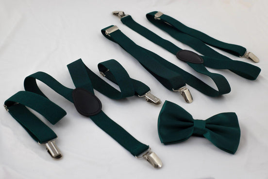 Bretelles et nœud papillon vert Shelby – kit enfant et adulte - Roaring 20s Paris