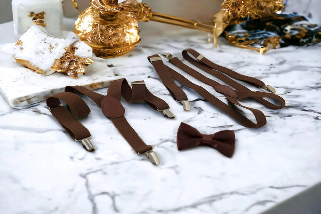 Bretelles marron Shelby – kit mariage rétro chic enfant adulte - Roaring 20s Paris