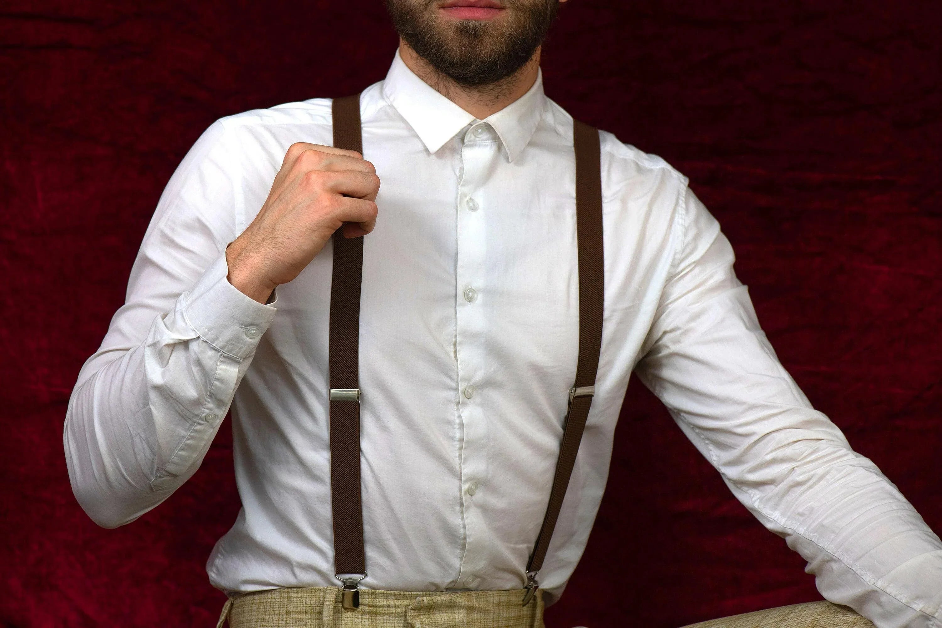 Bretelles marron Shelby – kit mariage rétro chic enfant adulte - Roaring 20s Paris