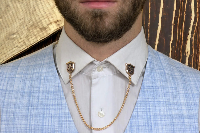 Broche épingle mariage témoin acier or F – bijou chic tenue vintage - Roaring 20s Paris