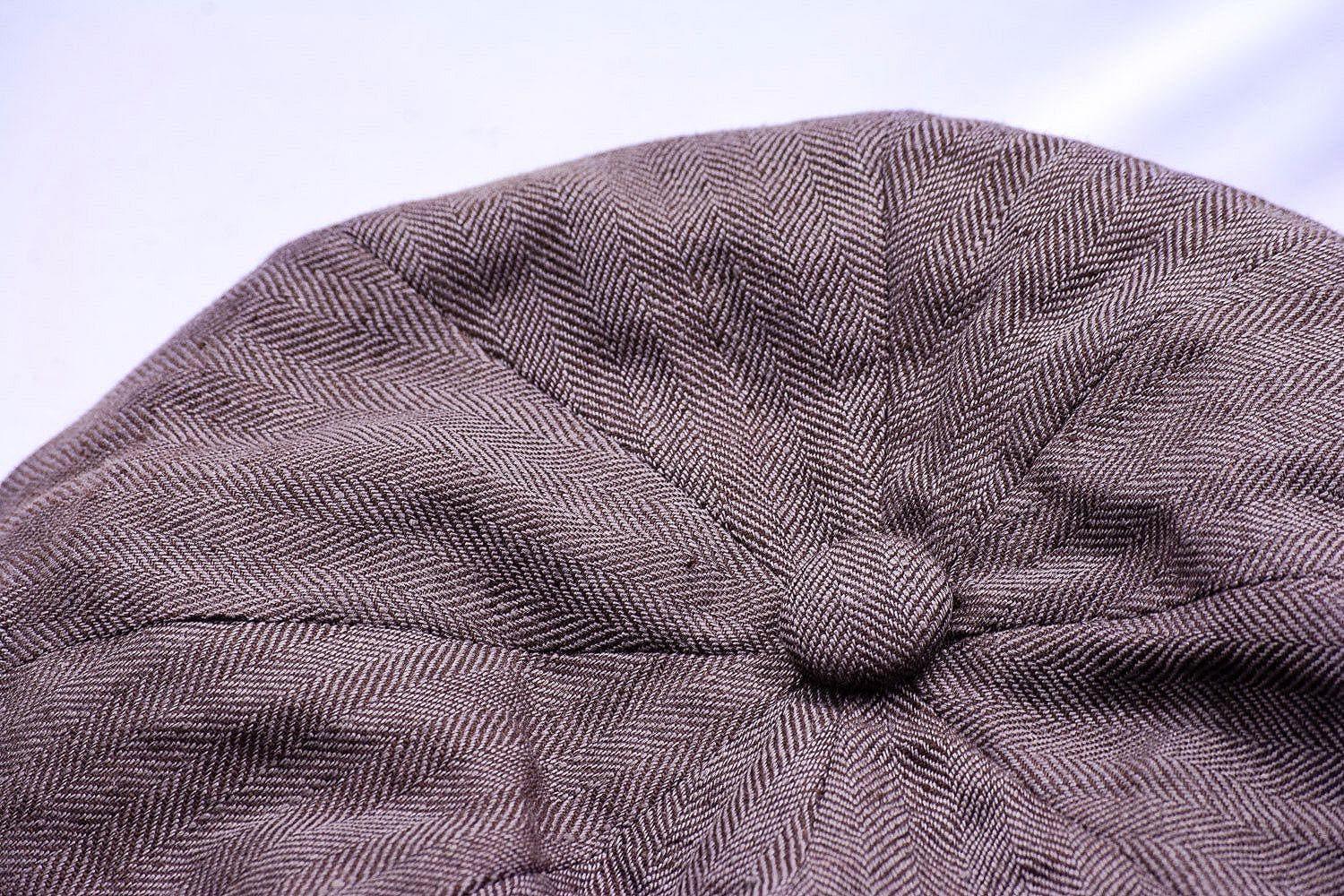 Casquette gavroche personnalisée F.Shelby – lin été marron élégant - Roaring 20s Paris