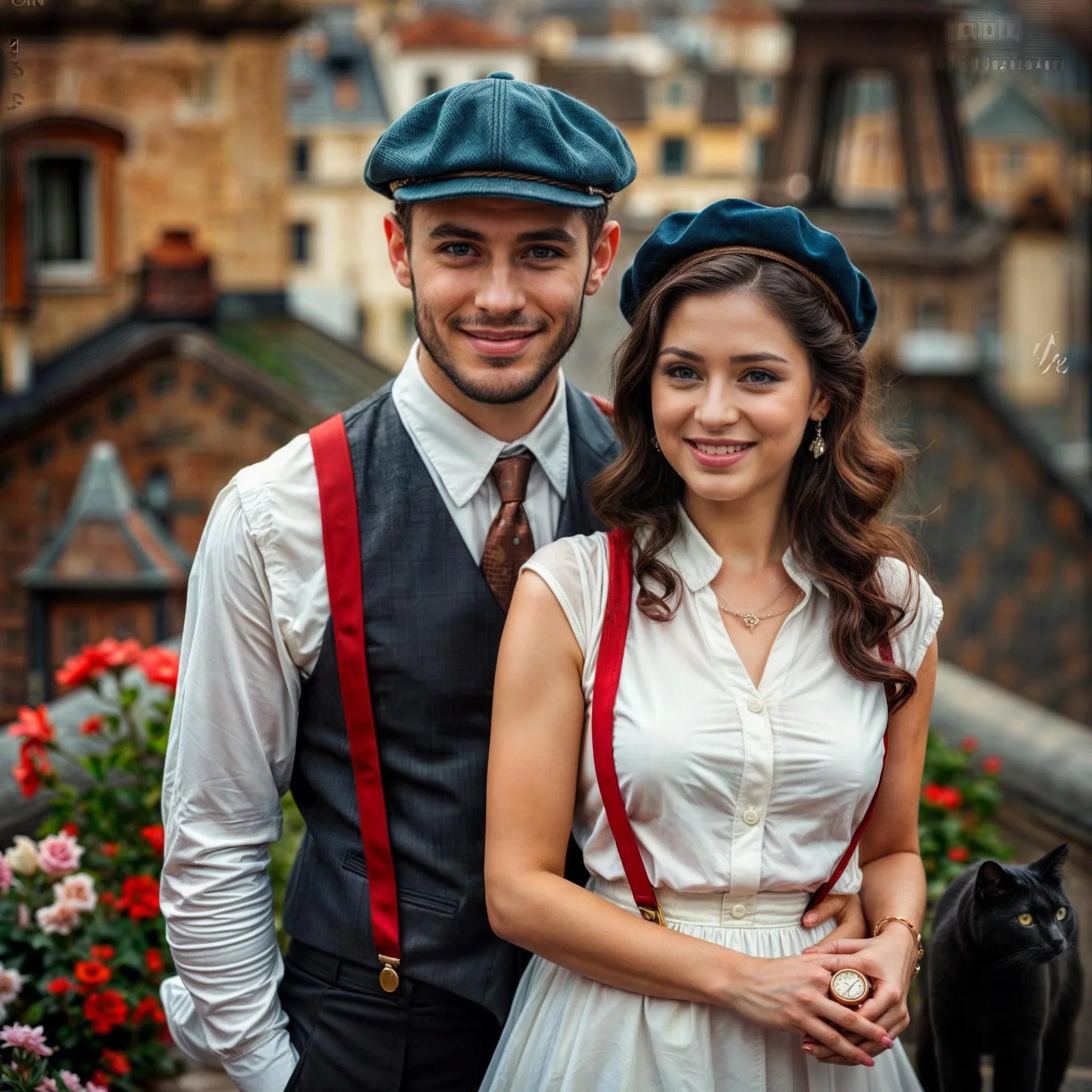 Casquette gavroche personnalisée F.Shelby – lin été marron élégant - Roaring 20s Paris