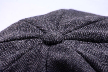 Casquette gavroche personnalisée J.Shelby – laine grise élégante - Roaring 20s Paris
