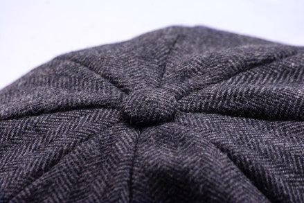 Casquette gavroche personnalisée J.Shelby – laine grise élégante - Roaring 20s Paris