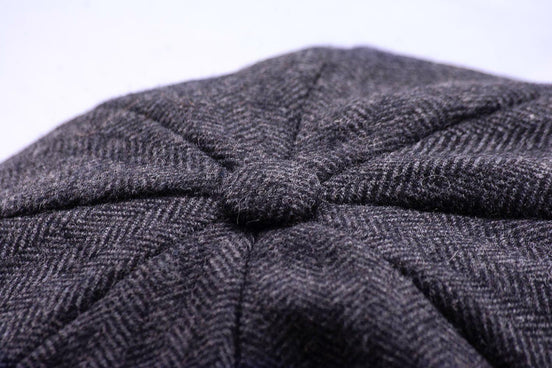 Casquette gavroche personnalisée J.Shelby – laine grise élégante - Roaring 20s Paris