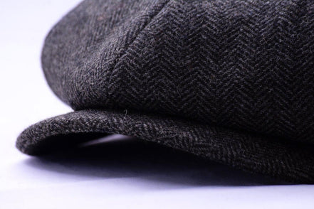 Casquette gavroche personnalisée J.Shelby – laine grise élégante - Roaring 20s Paris