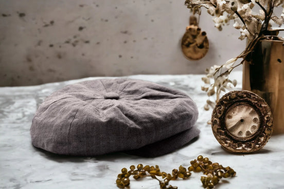 Chapeau gavroche personnalisé lin beige Shelby – idée cadeau mariage - Roaring 20s Paris