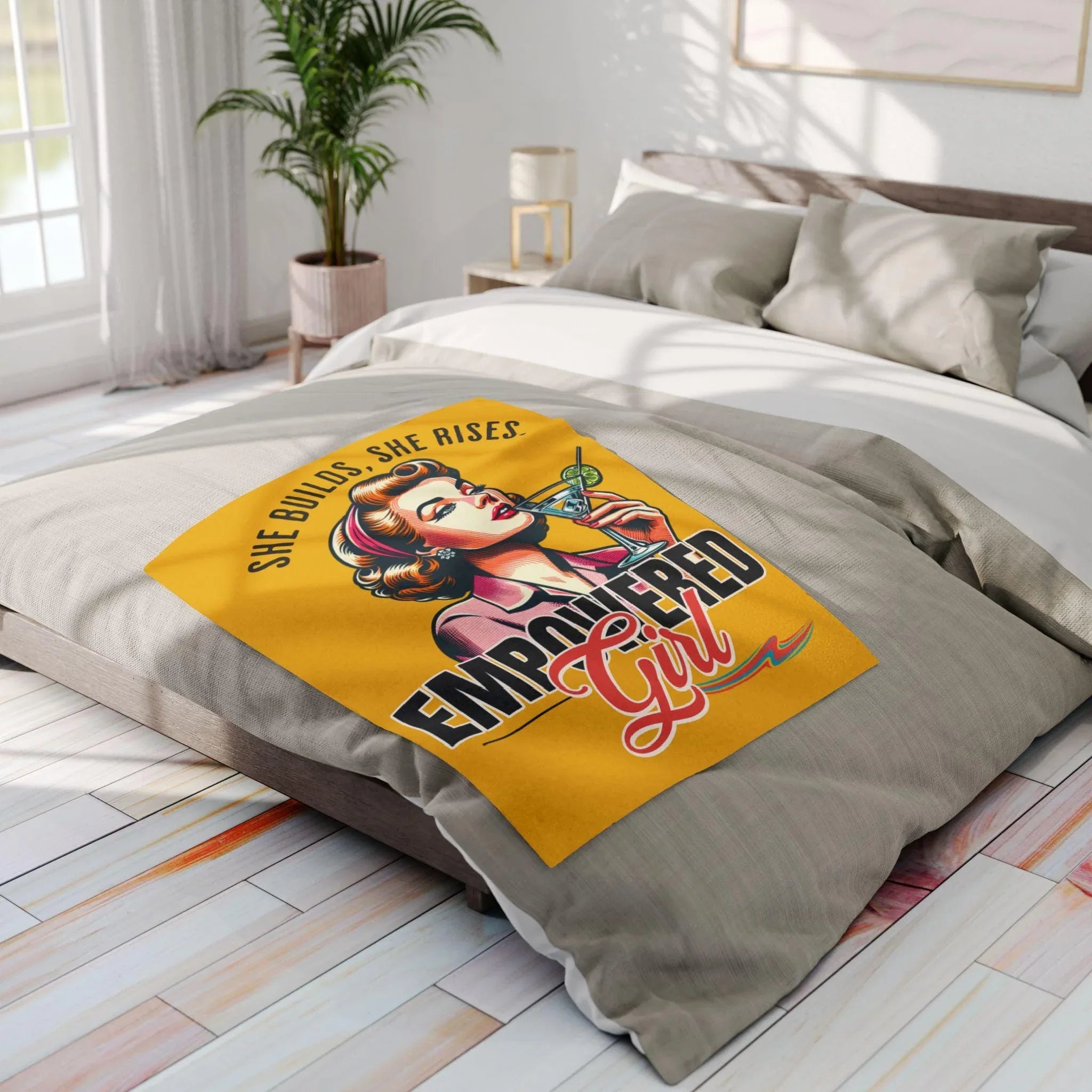 Couverture polaire féminisme girl power, plaid salon Broadway - Roaring 20s Paris