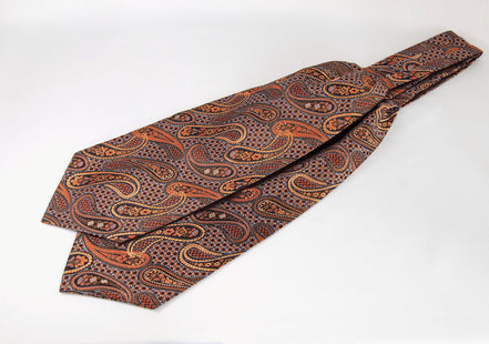 Cravate Ascot soie orange Risos – idée mariage chic ou cadeau unique - Roaring 20s Paris