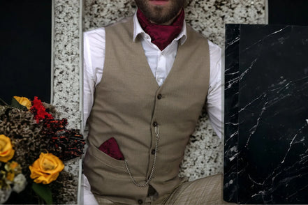 Cravate Ascot soie rouge Hart élégante – lavallière homme notaire - Roaring 20s Paris