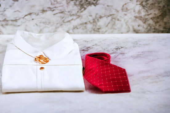 Cravate de costume, cravate notaire homme, cravate motif soie rouge F - Roaring 20s Paris