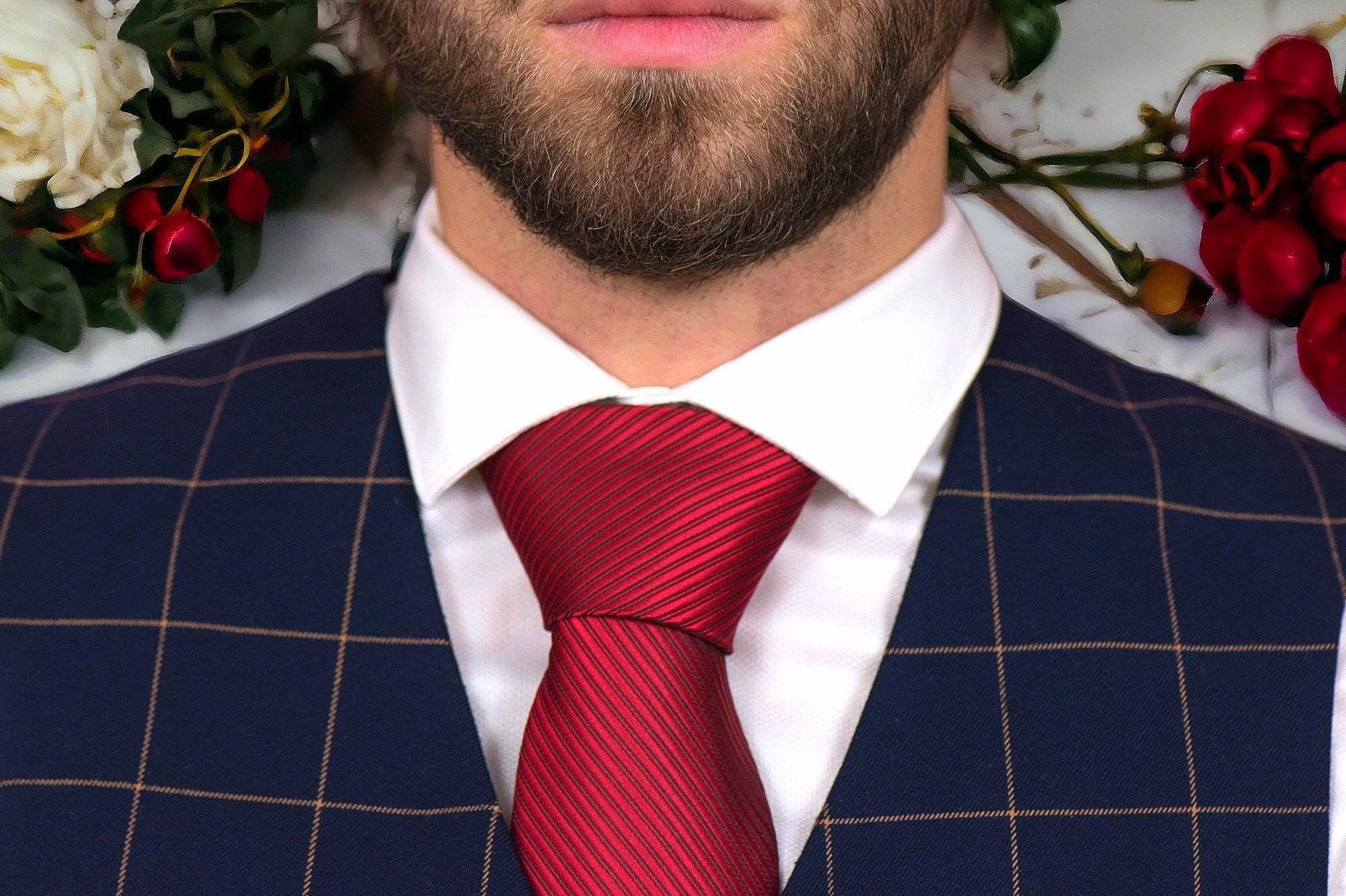 Cravate de costume, cravate notaire homme, cravate motif soie rouge I - Roaring 20s Paris